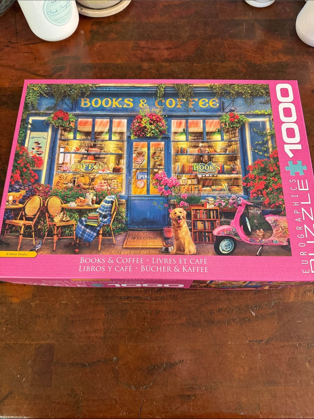 Books & Coffee 1000-Piece Jigsaw Puzzle - Colorful Café Scene